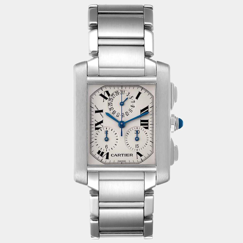 商品[二手商品] Cartier|Cartier Silver Stainless Steel Tank Francaise W51001Q3 Quartz Men's Wristwatch 28 mm,价格¥26958,第1张图片