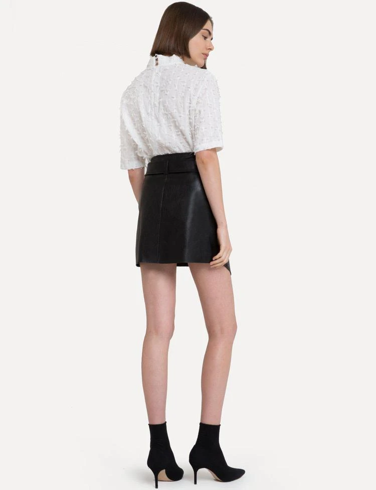 Asymmetric Button Vegan Leather Belted Skirt 商品