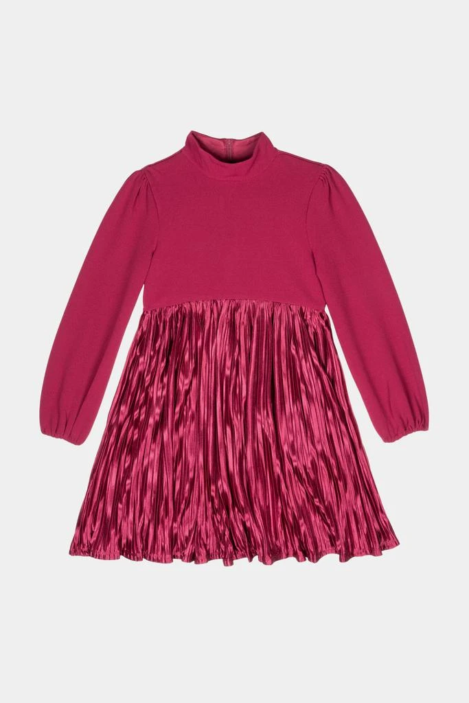 商品Us Angels|Girls Mock Neck Scuba Pleated Satin Skirt Crepe Dress,价格¥84,第1张图片