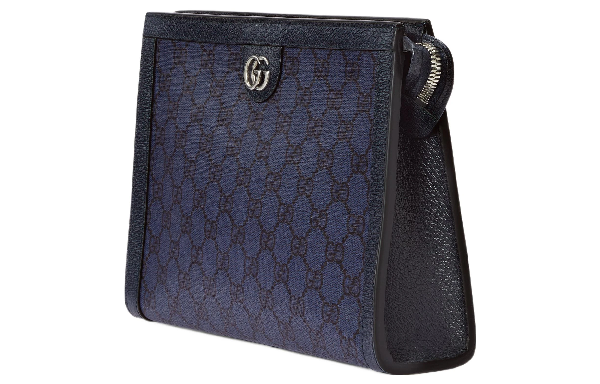 商品[国内直发] Gucci|古驰 Ophidia 钯色五金配件老花Logo双G 帆布拼皮革 帆布包手拿包 常规 男款 蓝色/深蓝色,价格¥8108,第3张图片详细描述