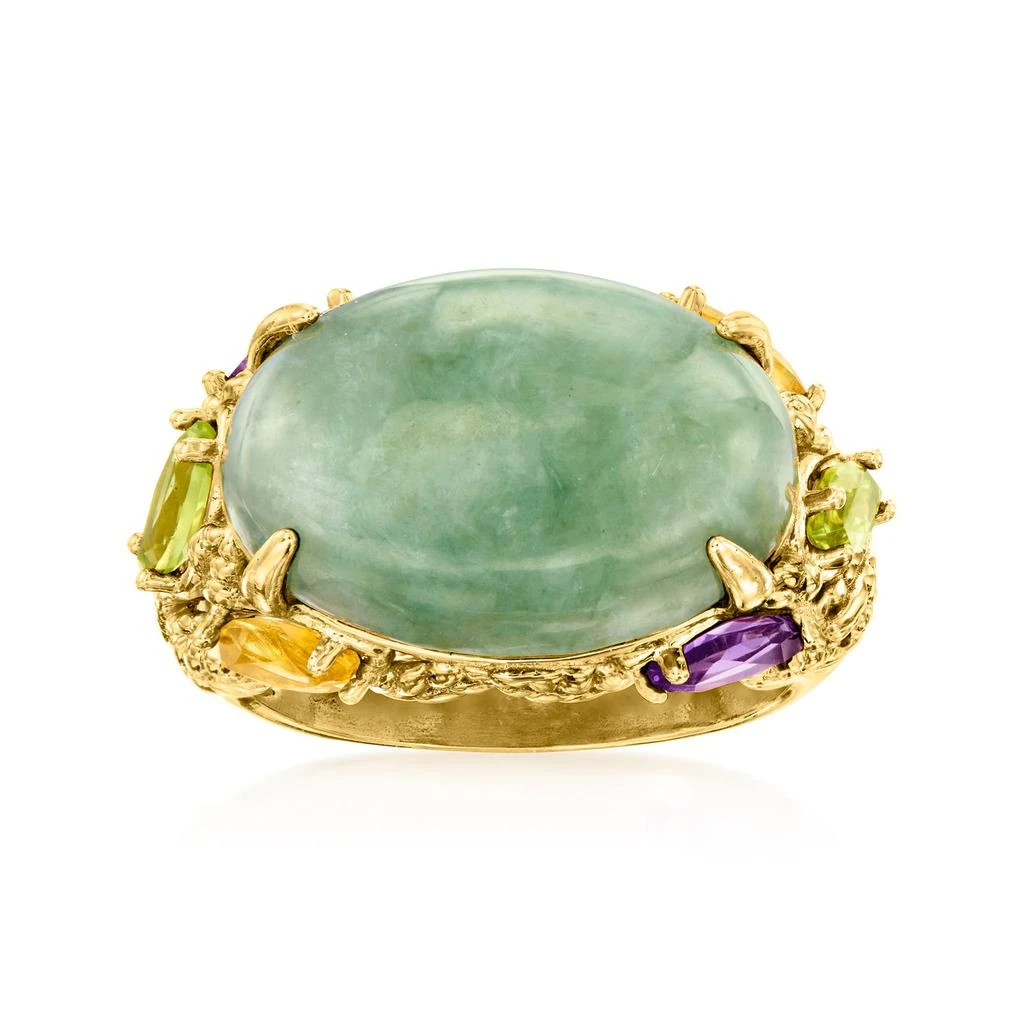 商品Ross-Simons|Jade and Multi-Gemstone Ring in 18kt Gold Over Sterling,价格¥866,第1张图片