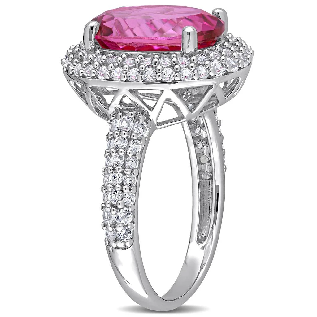 商品Mimi & Max|7 1/7ct TGW Pink Topaz and Created White Sapphire Double Halo Cocktail Ring in Sterling Silver,价格¥807,第5张图片详细描述