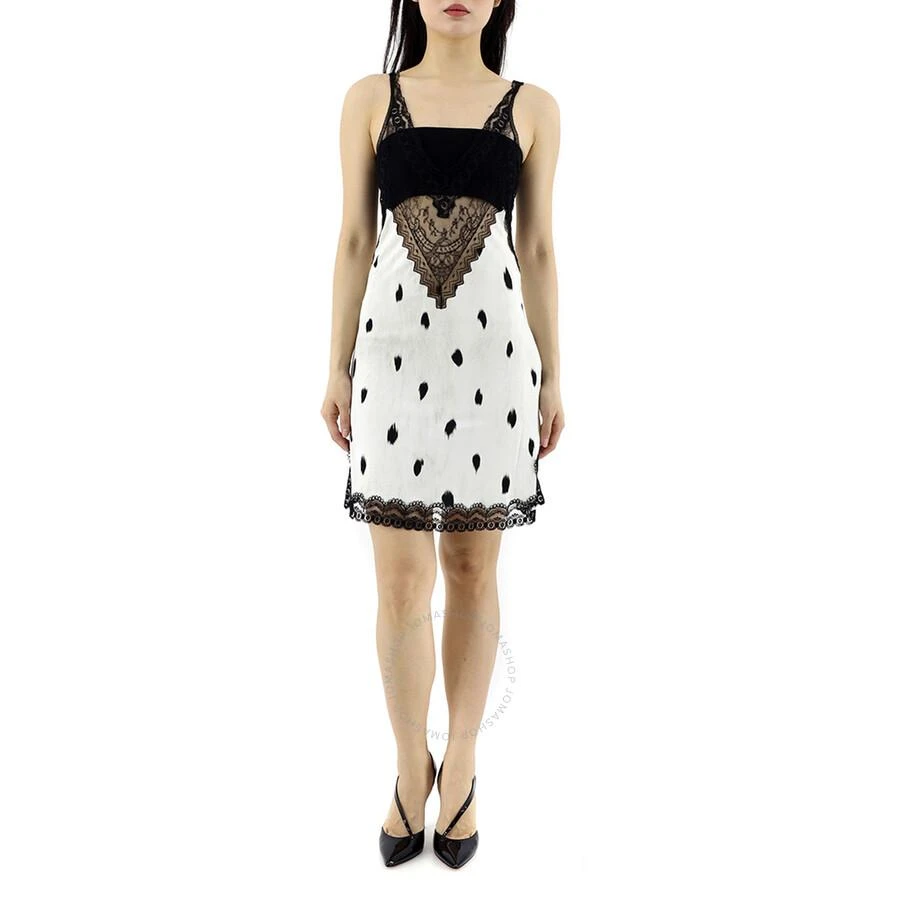 商品Burberry|Ladies Black and White Lace Panel Animal Print Slip Dress,价格¥954,第1张图片