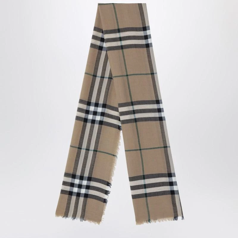 商品Burberry|Beige Check Pattern Scarf,价格¥3099,第1张图片