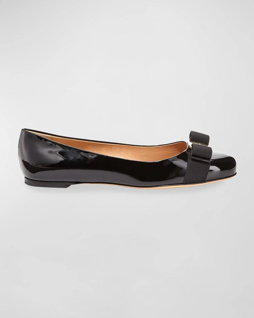 商品Salvatore Ferragamo|Varina Patent Leather Bow Ballerina Flats,价格¥5856,第1张图片