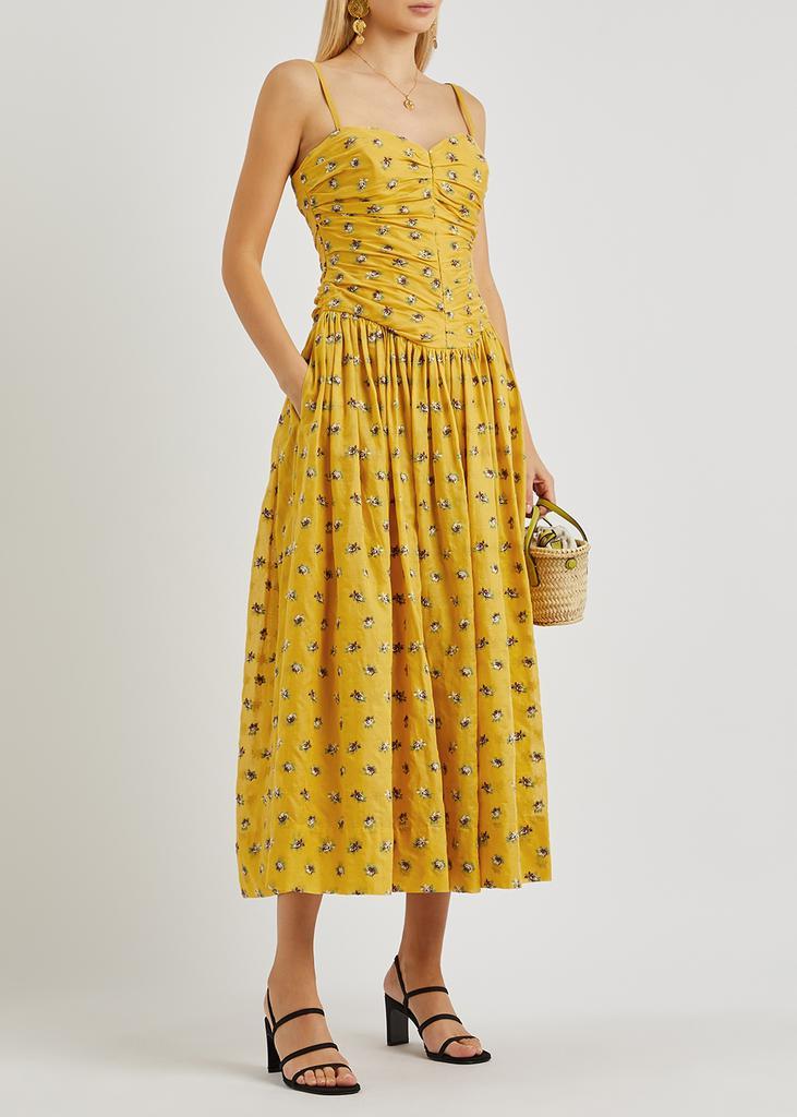 商品Tory Burch|Yellow floral-embroidered cotton dress,价格¥7821,第4张图片详细描述