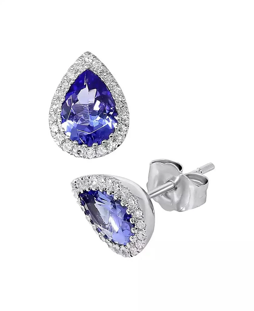 商品Macy's|Tanzanite (1-1/3 ct. tw.) & Diamond (1/8 ct.tw.) Pear Stud Earrings in 14k White Gold,价格¥2341,第2张图片详细描述