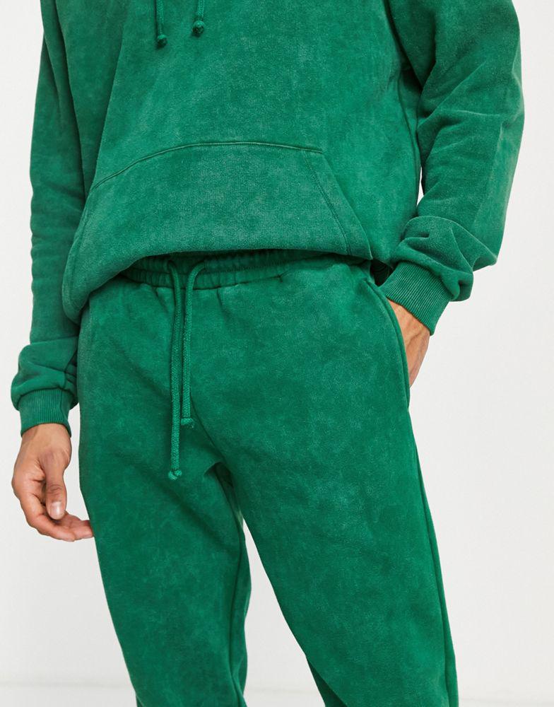 ASOS DESIGN co-ord tapered joggers in green vintage wash商品第3张图片规格展示