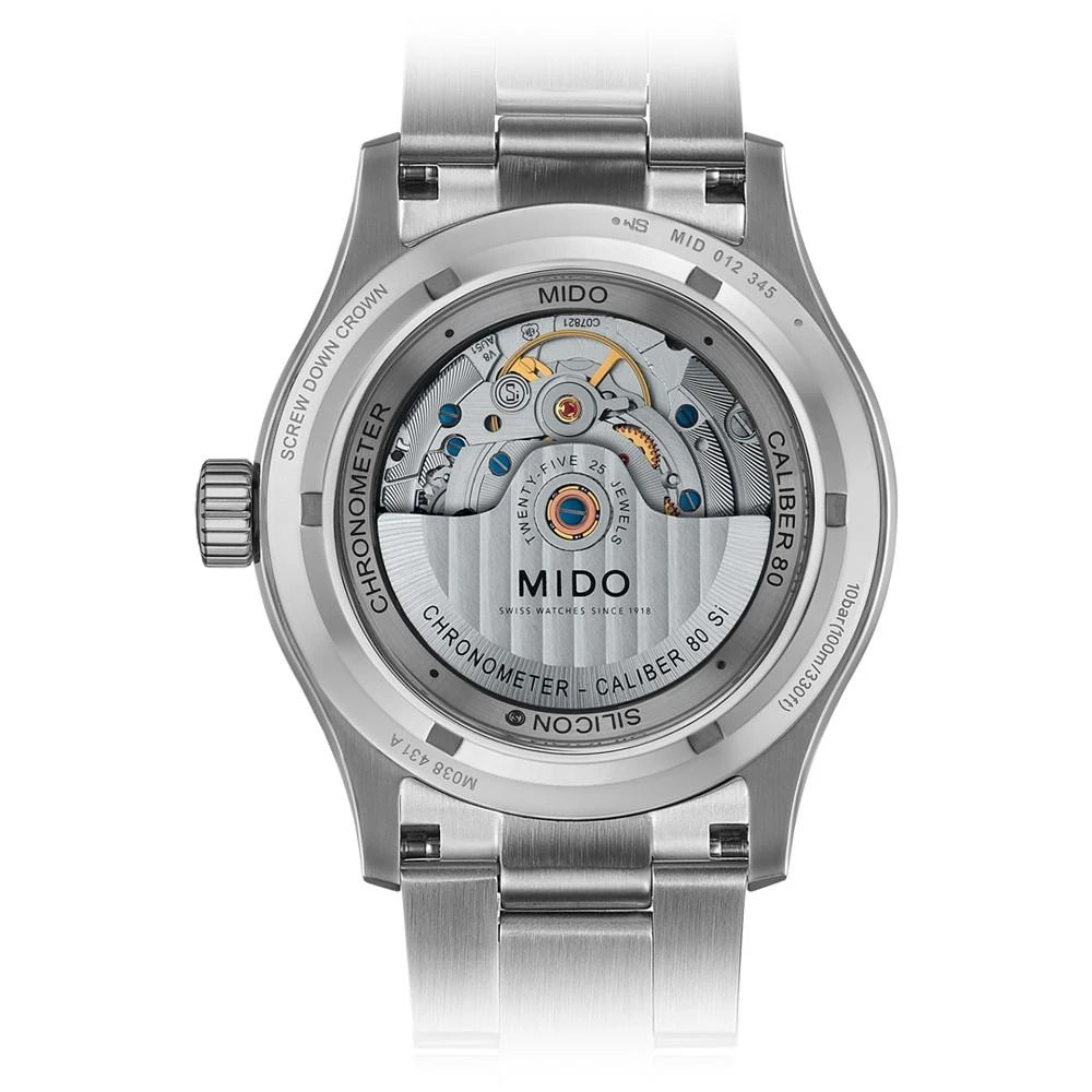 商品MIDO|Men's Swiss Automatic Multifort Chronometer Stainless Steel Bracelet Watch 42mm,价格¥10120,第3张图片详细描述