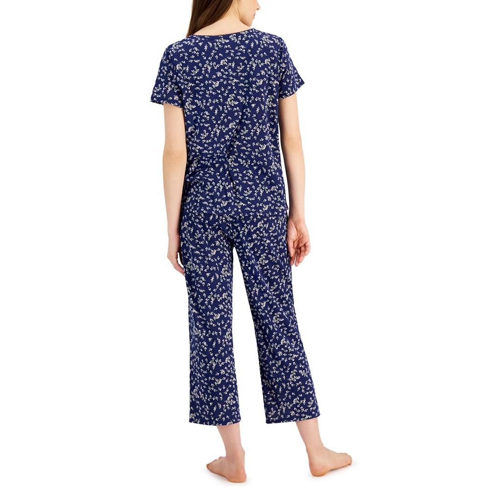 Women's Short Sleeve Cotton Essentials Printed Pajama Set, Created for Macy's商品第2张图片规格展示