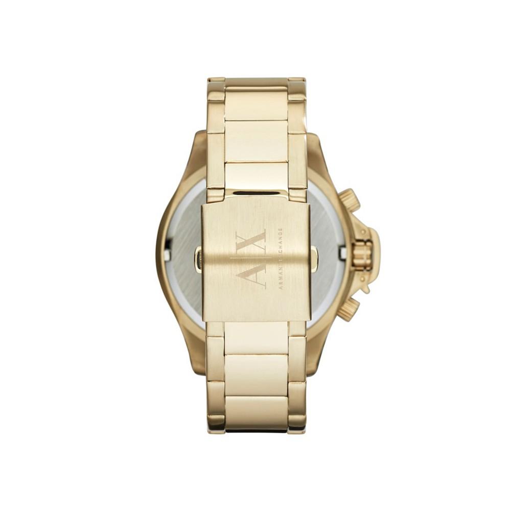 Men's Chronograph Gold Tone Stainless Steel Bracelet Watch 48mm商品第2张图片规格展示