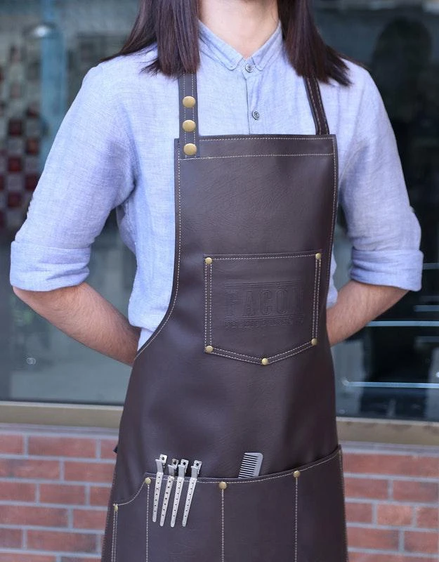 商品Facon Razors|Professional Leather Hair Cutting Hairdressing Barber Apron Cape For Salon Hairstylist,价格¥189,第2张图片详细描述