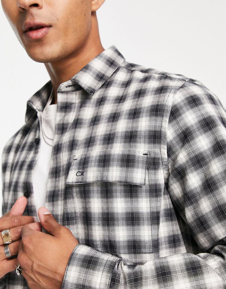 Calvin Klein check shirt in black商品第3张图片规格展示