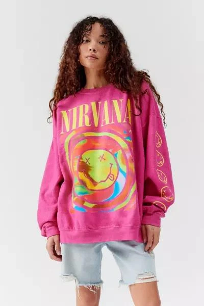 商品Urban Outfitters|Nirvana Smile Overdyed Crew Neck Sweatshirt,价格¥377,第1张图片