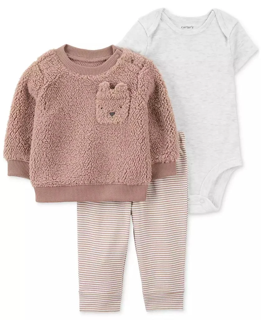 商品Carter's|Baby Boys Faux-Sherpa Little Pullover Jacket, Bodysuit & Pants, 3 Piece Set,价格¥151,第1张图片