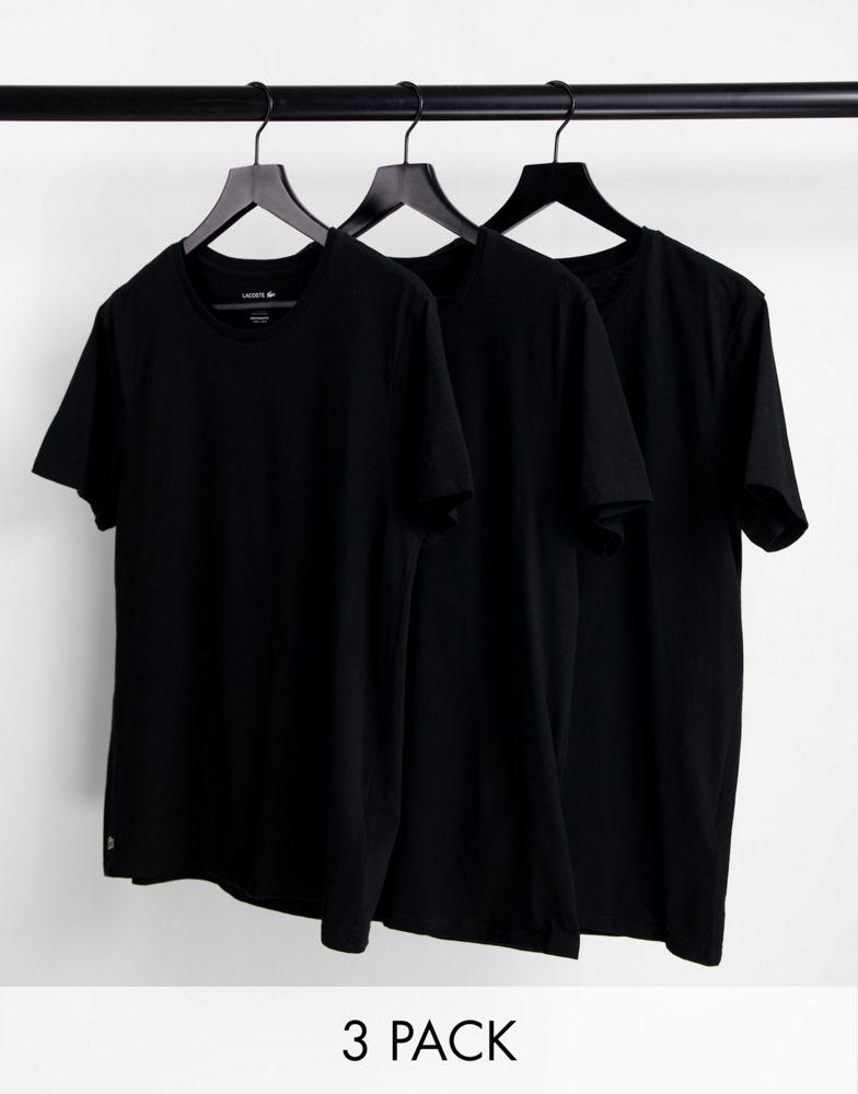 Lacoste 3 pack loungewear t-shirts in black商品第1张图片规格展示