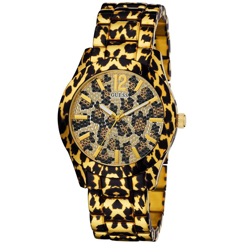 商品GUESS|Women's Leopard Print Stainless Steel Bracelet Watch 40mm,价格¥1038,第4张图片详细描述