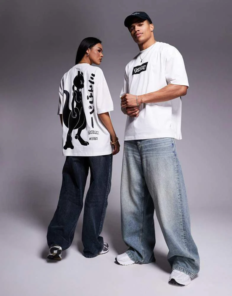 商品ASOS|ASOS DESIGN Pokemon unisex oversized t-shirt with Mewtwo prints in off white,价格¥230,第3张图片详细描述