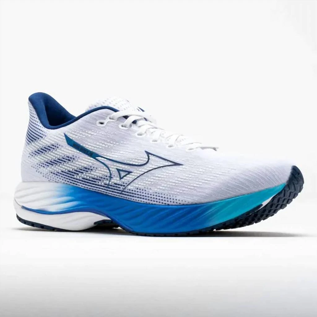 商品Mizuno|Men's Wave Rider 28 Sneakers In White/estate Blue,价格¥917,第4张图片详细描述