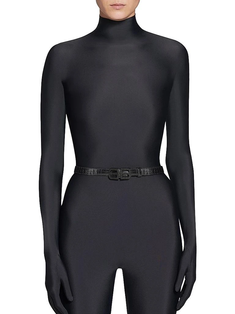 商品Balenciaga|BB Hourglass Thin Belt Crocodile Embossed with Rhinestones,价格¥4854,第3张图片详细描述