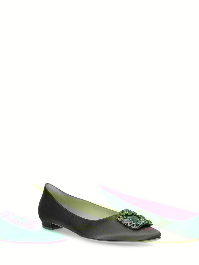 商品Manolo Blahnik|10mm Hangisi Satin Flats,价格¥8807,第2张图片详细描述