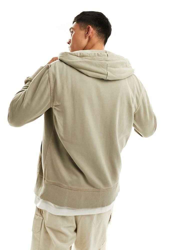 商品Superdry|Superdry contrast stitch relax zip hoodie in Vintage Khaki,价格¥407,第2张图片详细描述