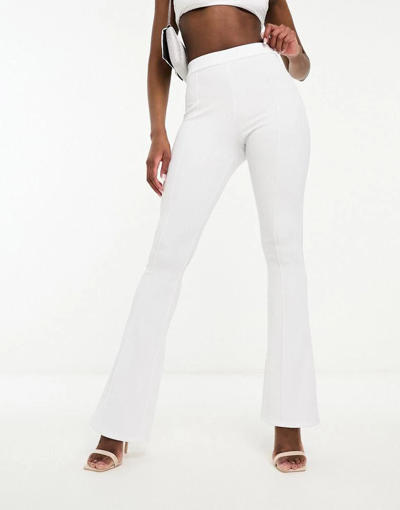 商品ASOS|ASOS DESIGN ottoman rib kick flare trouser in white,价格¥167,第4张图片详细描述