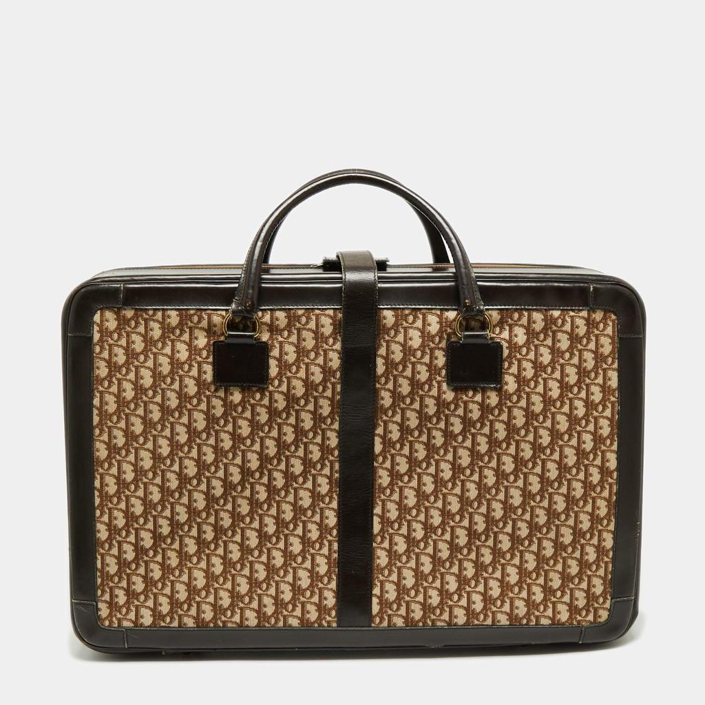 商品[二手商品] Dior|Dior Beige/Brown Diorissimo Canvas and Leather Vintage Suitcase,价格¥3162,第6张图片详细描述