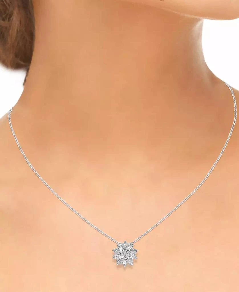 商品Macy's|Diamond Flower 18" Pendant Necklace (1/2 ct. t.w.) in 14k White Gold,价格¥7367,第2张图片详细描述