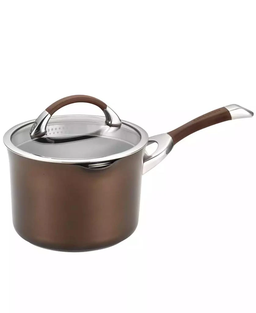 商品Circulon|Symmetry Hard-Anodized Nonstick Induction Straining Sauce Pan with Lid, 3.5-Quart, Chocolate,价格¥526,第1张图片