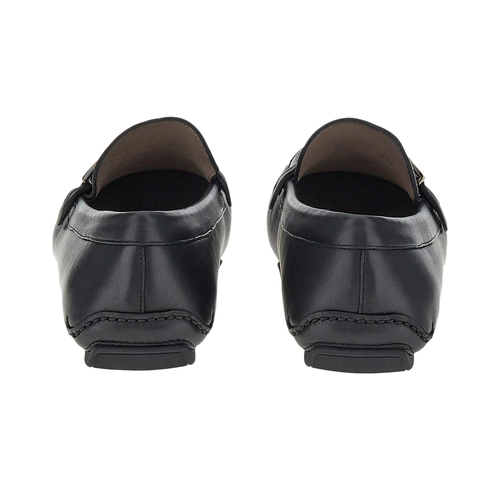 SALVATORE FERRAGAMO 男士黑色牛皮饰有金属搭扣驾车鞋 020376-745548 商品