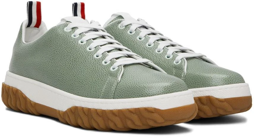 商品Thom Browne|Green Cable Knit Court Low-Top Sneakers,价格¥1720,第4张图片详细描述