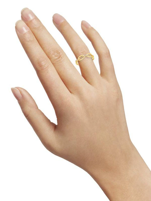 商品Sterling Forever|14K Gold Vermeil & Crystal Open Chain-Link Ring/Size 8,价格¥235,第3张图片详细描述