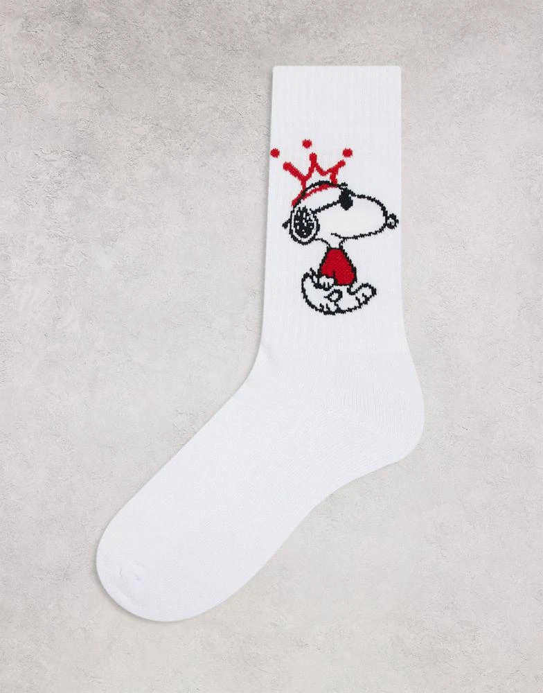 商品ASOS|ASOS DESIGN sports sock in white with Snoopy design,价格¥60,第1张图片