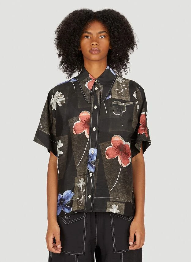 商品Ganni|Floral Print Shirt in Black,价格¥1541,第1张图片