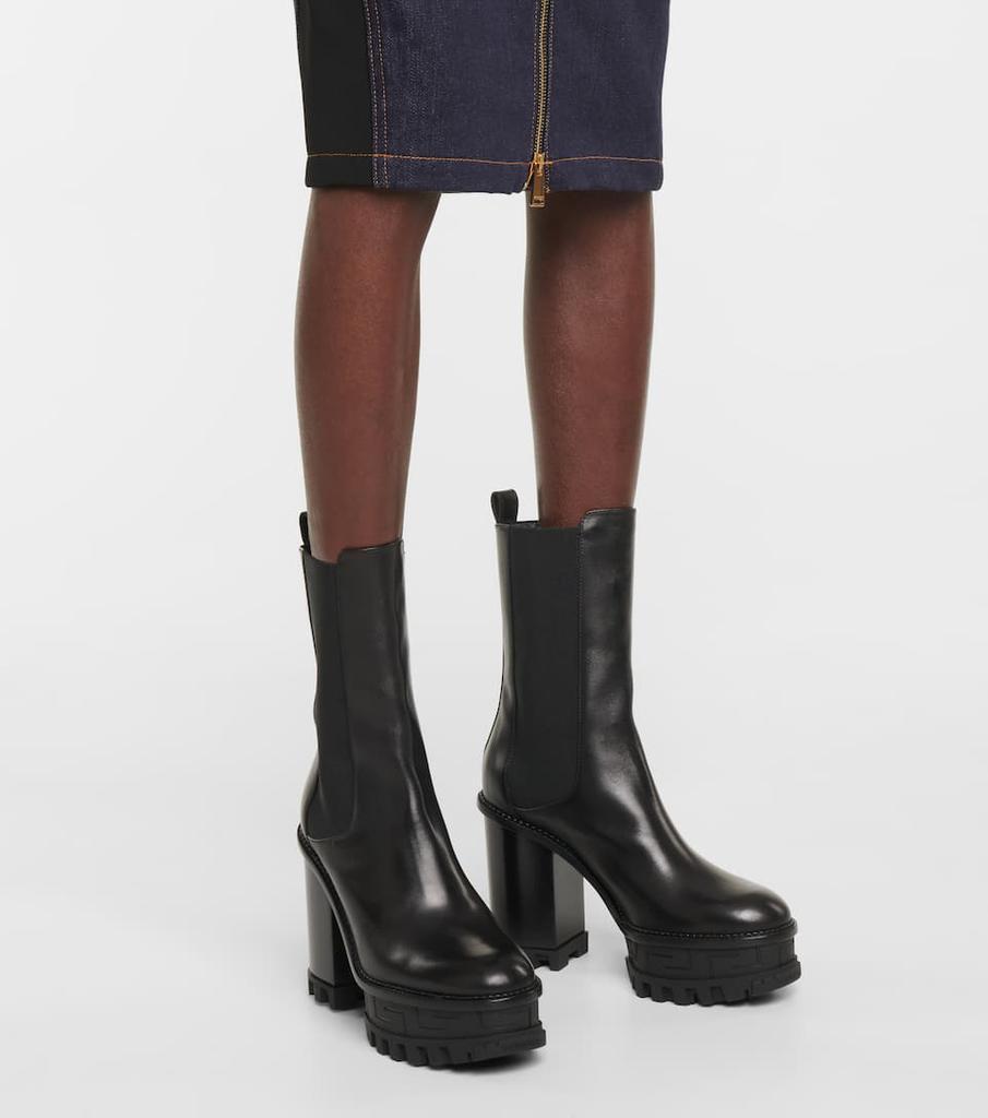 商品Versace|Greca Labyrinth皮革厚底及踝靴,价格¥7566,第6张图片详细描述