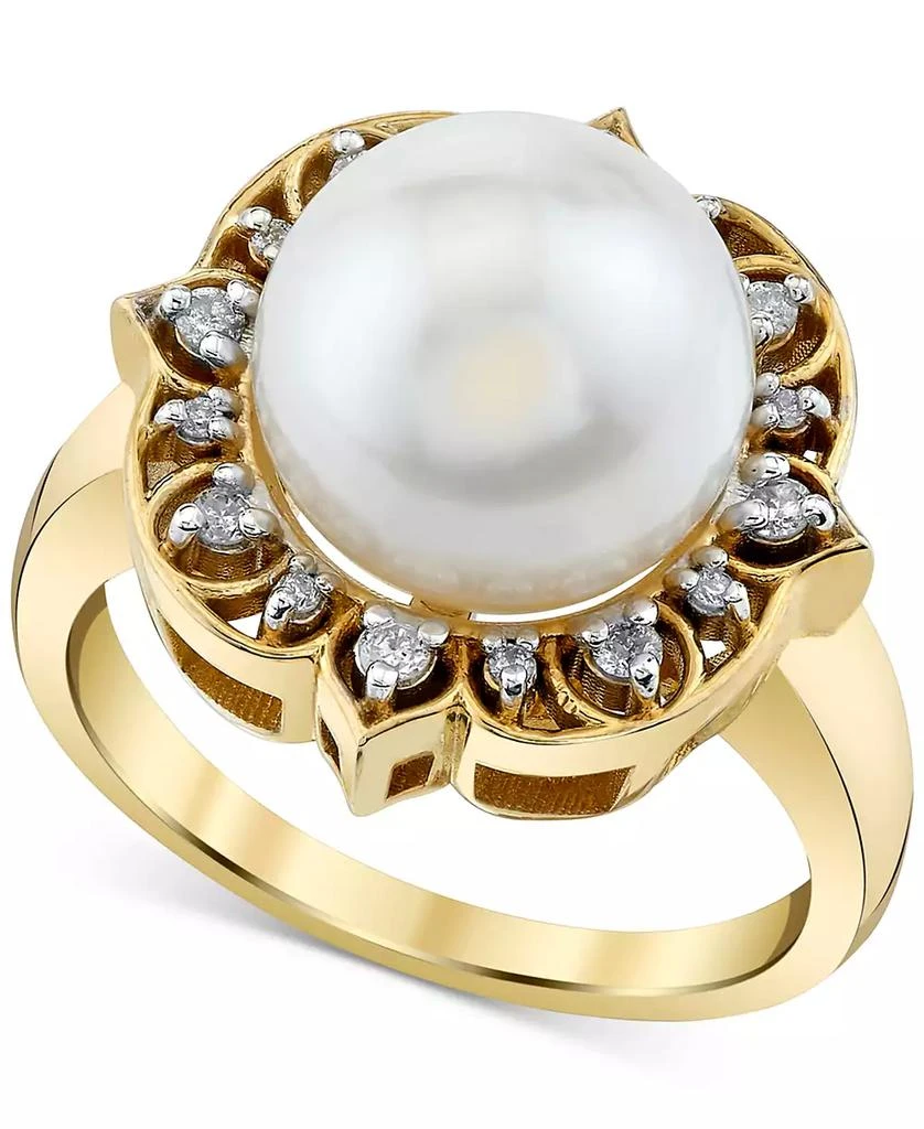 商品Macy's|Cultured Freshwater Pearl (11mm) & Diamond (1/6 ct. t.w.) Statement Ring in 10k Gold,价格¥5609,第1张图片