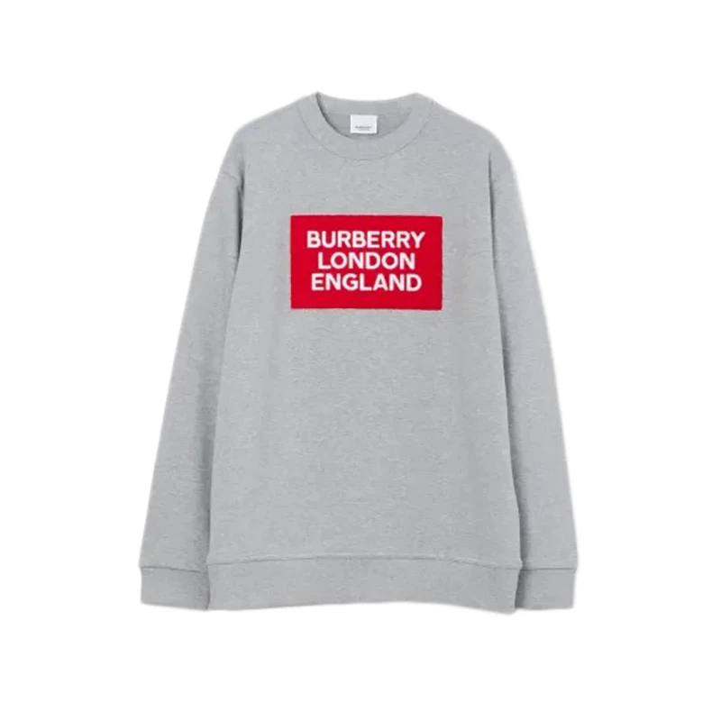 商品Burberry|BURBERRY/博柏利 男士灰色棉质红标志图宽松卫衣80694821,价格¥1378,第1张图片