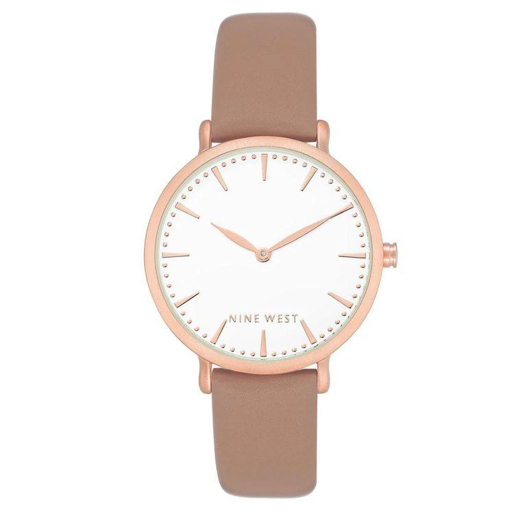 商品Nine West|Women's Dusty Rose Faux Leather Strap Watch 42mm,价格¥367,第1张图片