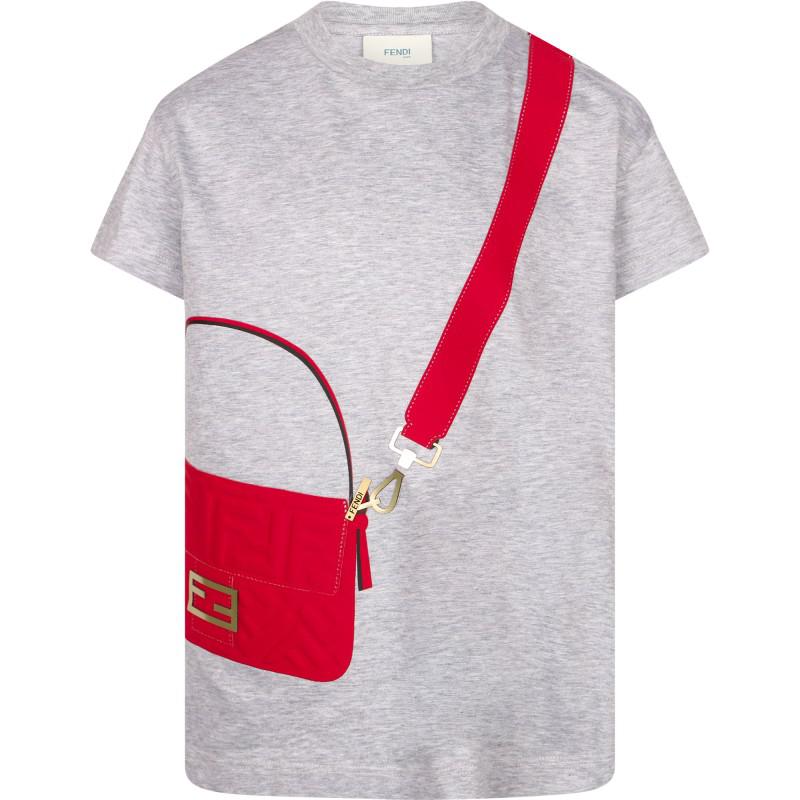 Embossed ff shoulder bag print t shirts set in lilac and grey商品第2张图片规格展示