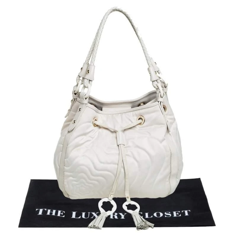 Montblanc Off White Nylon and Leather Starisma Dalila Drawstring Hobo 商品