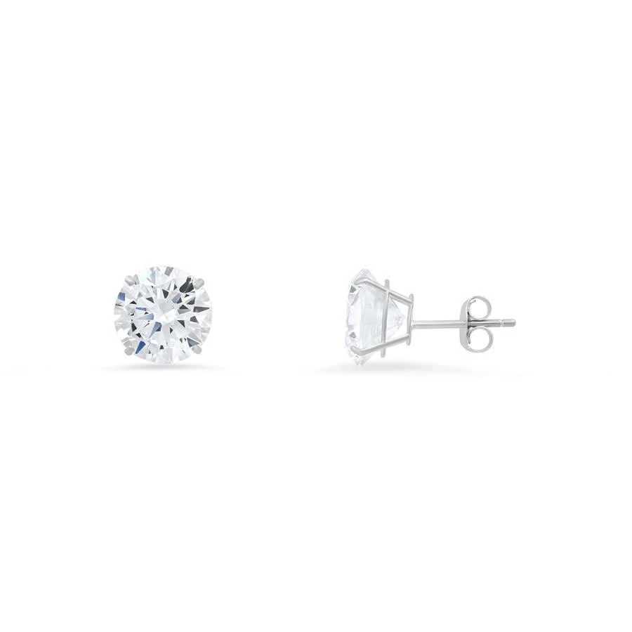 商品Kylie Harper|10k White Gold Petite 4mm Round-cut Cubic Zirconia  CZ Stud Earrings,价格¥483,第1张图片