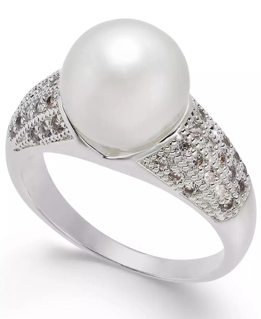 商品Charter Club|Fine Silver Plate Pavé & Imitation Pearl Ring, Created for Macy's,价格¥260,第1张图片