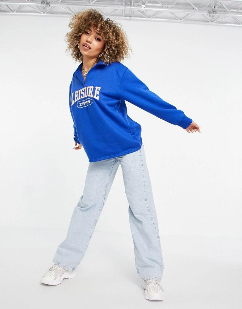 商品Missguided|Missguided polo sweatshirt with leisure graphic in blue,价格¥266,第4张图片详细描述