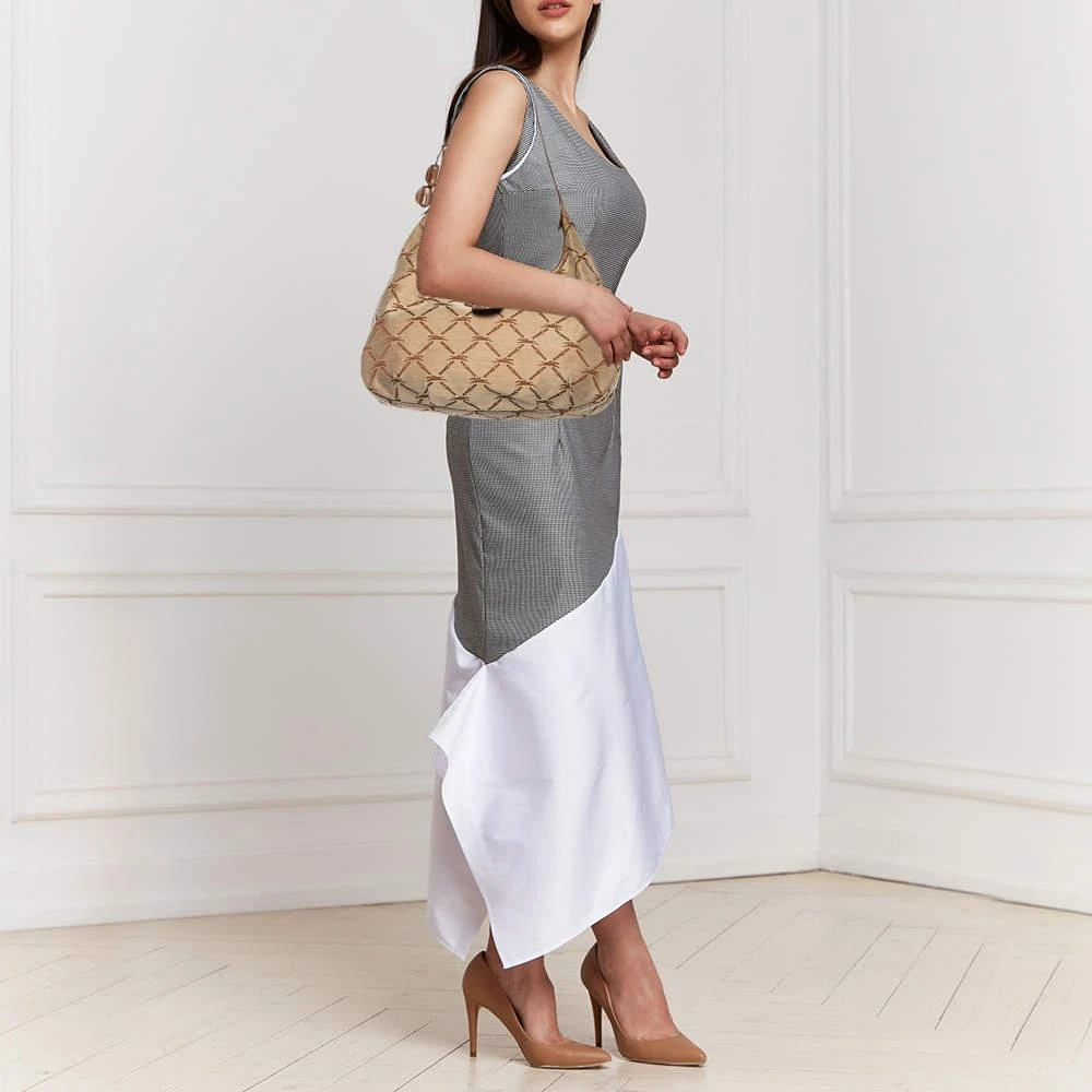 商品[二手商品] Longchamp|Longchamp Brown/Beige Horse Print Canvas And Leather Hobo ,价格¥843,第2张图片详细描述