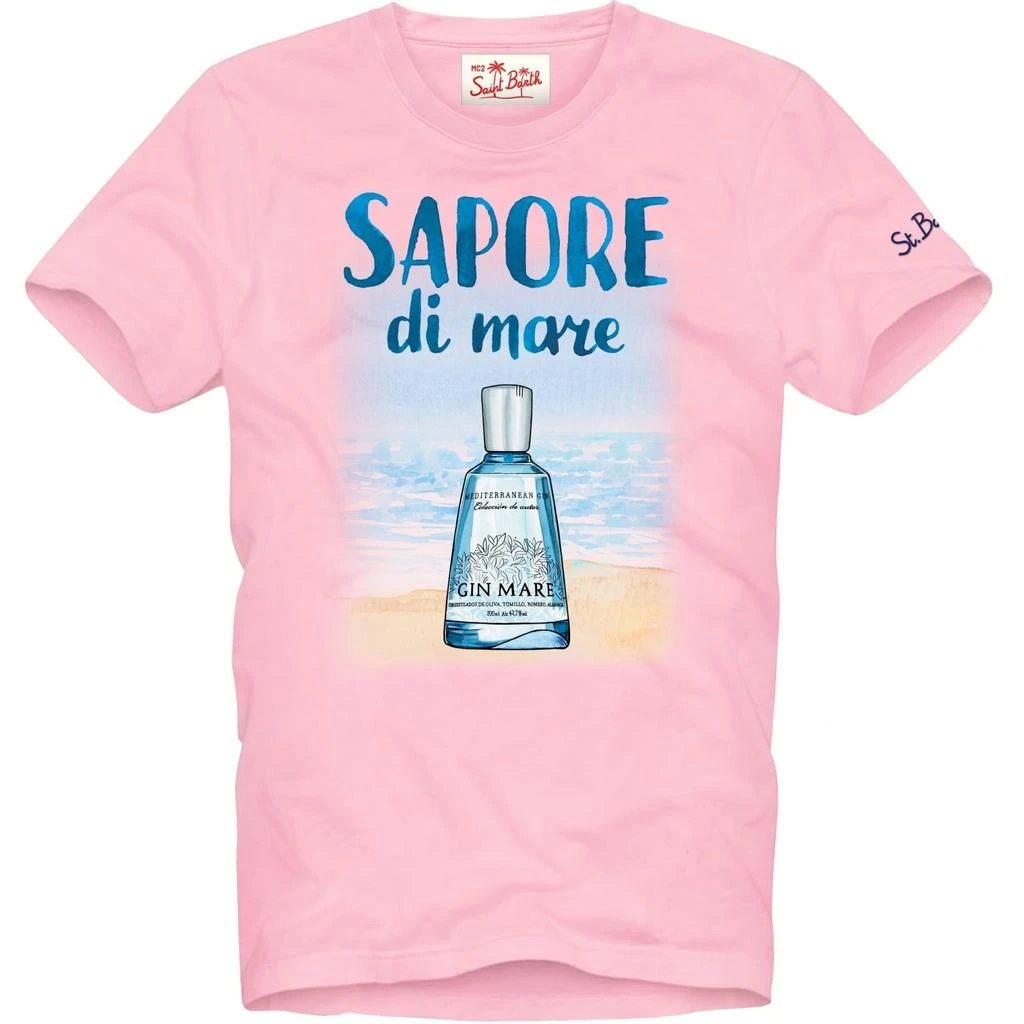商品Mc2 Saint Barth|MC2 Saint Barth Man Cotton T-shirt With Gin Mare Print | Gin Mare Special Edition,价格¥788,第1张图片