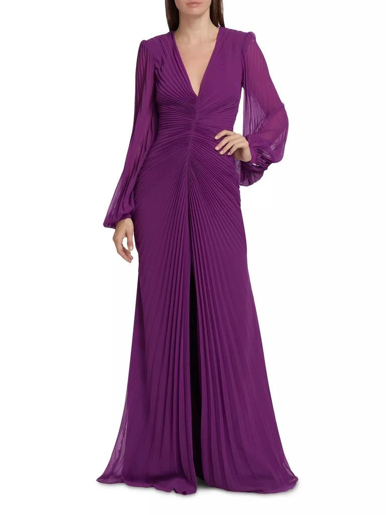 商品Badgley Mischka|Pleated V-Neck Gown,价格¥5961,第3张图片详细描述