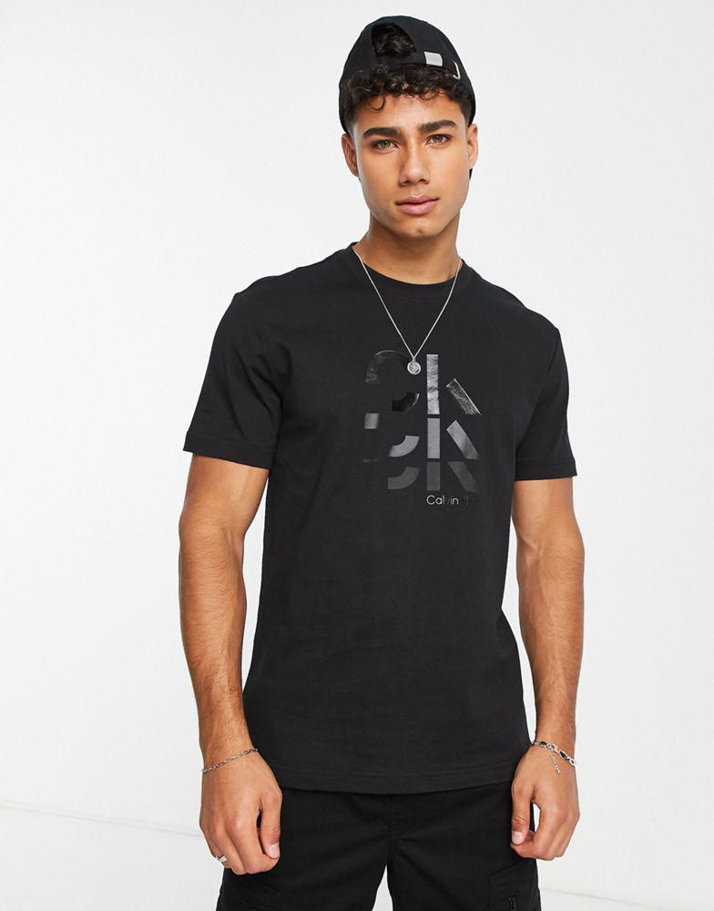 Calvin Klein triple large logo t-shirt in black商品第1张图片规格展示