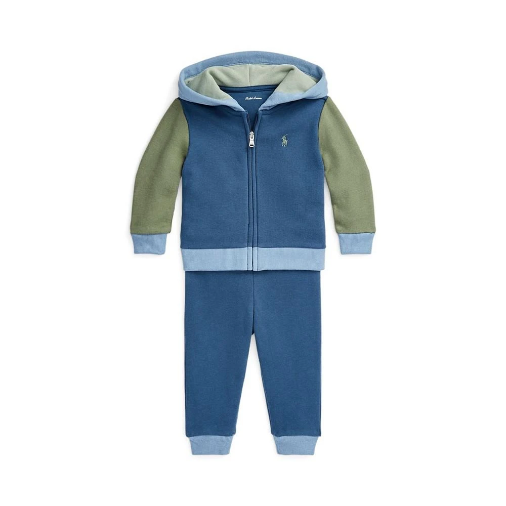 商品Ralph Lauren|Baby Boys Color-Blocked Fleece Hoodie and Pants Set,价格¥264,第1张图片