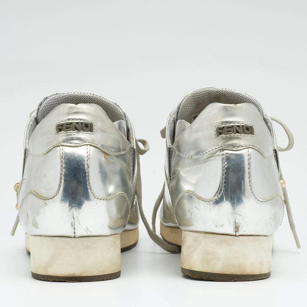 商品[二手商品] Fendi|Fendi Metallic Silver Patent Leather Low Top Sneakers Size 38,价格¥1427,第5张图片详细描述